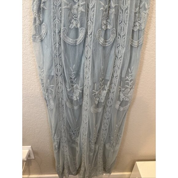 Wishlist Women Medium maxi dress Blue laced V-neck short sleeve lined - Picture 2 of 9